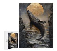 Jigsaw Puzzles 500 PCS for Teenagerss Moonlit Whale Breach Jigsaws for Adults Relax Games Precision Cutting Deal As Gifts for The Whole Family 500 PCS