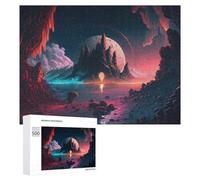 Jigsaw Puzzles 500 PCS for Teenagerss Mystical Alien Landscape with Glowing Moon Jigsaw Puzzle DIY Toys A Work of Art Deal As Gifts for The Whole Family 500 PCS