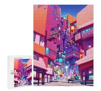 Jigsaw Puzzles 500 PCS for Teenagerss Neon Cityscape Vibrant Urban Landscape -3 Jigsaw Puzzle DIY Toys A Work of Art Deal As Gifts for The Whole Family 500 PCS