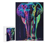 Jigsaw Puzzles 500 PCS for Teenagerss Neon Glitch Elephant Jigsaw for Adults Hands-on Game But Fun And Humorous for Birthday, Chrismas 500 PCS