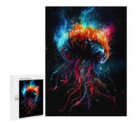 Jigsaw Puzzles 500 PCS for Teenagerss Neon Jellyfish Dance Jigsaw for Adults Hands-on Game Wall Art Challenging To Complete 500 PCS