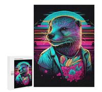 Jigsaw Puzzles 500 PCS for Teenagerss Neon Otter Portrait Jigsaws for Adults Hands-on Game But Fun And Humorous Deal As Gifts for The Whole Family 500 PCS