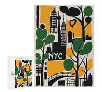 Jigsaw Puzzles 500 PCS for Teenagerss NYC Cityscape Illustration Puzzles for Adults Fun Games Difficult Hard Challenging To Complete 500 PCS