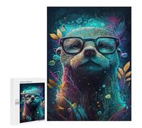Jigsaw Puzzles 500 PCS for Teenagerss Otter Glasses Ocean Art Puzzles for Adults Fun Games Difficult Hard Challenging To Complete 500 PCS