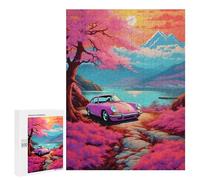 Jigsaw Puzzles 500 PCS for Teenagerss Pink Cars The Sunset Jigsaws for Adults Hands-on Game But Fun And Humorous Birthday Present, Gifts, 500 PCS
