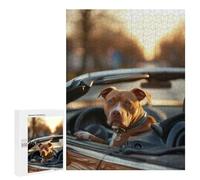 Jigsaw Puzzles 500 PCS for Teenagerss Pit Bull Cabriolet Car Dog Jigsaws for Adults Hands-on Game But Fun And Humorous Birthday Present, Gifts, 500 PCS
