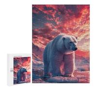 Jigsaw Puzzles 500 PCS for Teenagerss Polar Bear Arctic Sunset Jigsaw for Adults DIY Toys Analysis And Logic Deal As Gifts for The Whole Family 500 PCS