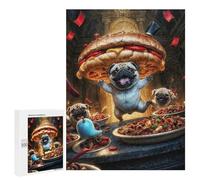 Jigsaw Puzzles 500 PCS for Teenagerss Pug Party Jigsaws for Adults Relax Games Precision Cutting Deal As Gifts for The Whole Family 500 PCS