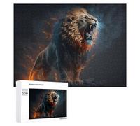 Jigsaw Puzzles 500 PCS for Teenagerss Roaring Lion in Flames Jigsaws for Adults Hands-on Game But Fun And Humorous Deal As Gifts for The Whole Family 500 PCS