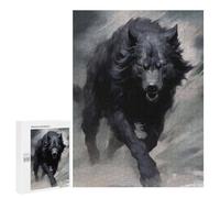 Jigsaw Puzzles 500 PCS for Teenagerss Running Black Wolf Jigsaws for Adults Hands-on Game But Fun And Humorous Birthday Present, Gifts, 500 PCS