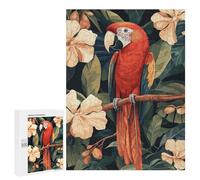 Jigsaw Puzzles 500 PCS for Teenagerss Scarlet Macaw in Tropical Floral Setting Adult Jigsaw Puzzle Family Game A Work of Art Deal As Gifts for The Whole Family 500 PCS