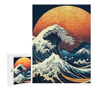 Jigsaw Puzzles 500 PCS for Teenagerss Sea Wave Japanese Art 3 Jigsaws for Adults Toy Wall Decor Difficult Hard Challenging To Complete 500 PCS