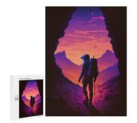 Jigsaw Puzzles 500 PCS for Teenagerss Silhouette Hiker in Mountainscape Jigsaw for Adults Hands-on Game Wall Art Challenging To Complete 500 PCS