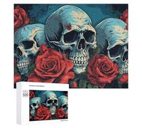 Jigsaw Puzzles 500 PCS for Teenagerss Skulls And Roses A Gothic Artwork Jigsaws for Adults Hands-on Game But Fun And Humorous Deal As Gifts for The Whole Family 500 PCS