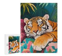 Jigsaw Puzzles 500 PCS for Teenagerss Sleeping Tiger in Jungle Jigsaw for Adults DIY Toys Analysis And Logic Deal As Gifts for The Whole Family 500 PCS