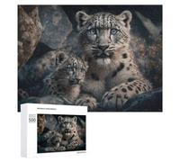 Jigsaw Puzzles 500 PCS for Teenagerss Snow Leopard Cubs in The Wild Jigsaws for Adults Hands-on Game But Fun And Humorous Deal As Gifts for The Whole Family 500 PCS
