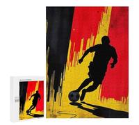 Jigsaw Puzzles 500 PCS for Teenagerss Soccer Player Silhouette with Belgium Flag Background Jigsaws for Adults Toy Wall Decor Difficult Hard Challenging To Complete 500 PCS