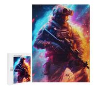 Jigsaw Puzzles 500 PCS for Teenagerss Space Soldier with Rifle Jigsaw for Adults Hands-on Game Wall Art Challenging To Complete 500 PCS
