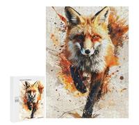 Jigsaw Puzzles 500 PCS for Teenagerss Splash Watercolor Fox Jigsaws for Adults Hands-on Game But Fun And Humorous Birthday Present, Gifts, 500 PCS