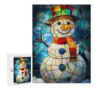 Jigsaw Puzzles 500 PCS for Teenagerss Stained Glass Snowman Jigsaws for Adults Hands-on Game But Fun And Humorous Birthday Present, Gifts, 500 PCS