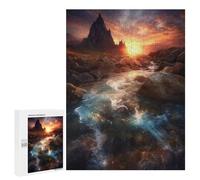 Jigsaw Puzzles 500 PCS for Teenagerss Sunset Stream in Mountains Jigsaw for Adults Hands-on Game Wall Art Challenging To Complete 500 PCS