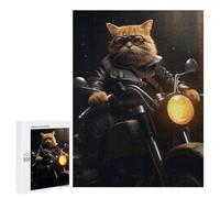 Jigsaw Puzzles 500 PCS for Teenagerss Tabby Cat Motorcycle Gang Jigsaw for Adults DIY Toys Analysis And Logic Deal As Gifts for The Whole Family 500 PCS