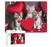 Jigsaw Puzzles 500 PCS for Teenagerss Valentine's Day Kitten Hearts Jigsaws for Adults Hands-on Game But Fun And Humorous Deal As Gifts for The Whole Family 500 PCS