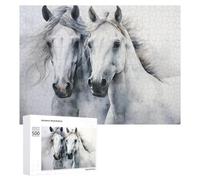 Jigsaw Puzzles 500 PCS for Teenagerss Whispering White Horses Artistic Fusion Jigsaw Puzzle DIY Toys A Work of Art Deal As Gifts for The Whole Family 500 PCS