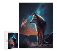 Jigsaw Puzzles 500 PCS for Teenagerss Wolf Under The Milky Way Jigsaw for Adults DIY Toys Analysis And Logic Deal As Gifts for The Whole Family 500 PCS