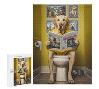 Jigsaw Puzzles 500 PCS for Teenagerss Yellow Labrador Toilet Jigsaws for Adults Hands-on Game But Fun And Humorous Birthday Present, Gifts, 500 PCS