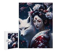 Jigsaw Puzzles 500 PCS Geisha Fox Cherry Japan Teenagers Puzzles Relax Games Difficult Challenge Unique Birthday And Xmas Gifts 500 PCS