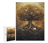 Jigsaw Puzzles 500 PCS Golden Tree of Knowledge Jigsaw for Teenagers Improve Memory Difficult And Challenge Brainteaser Family Games 500 PCS