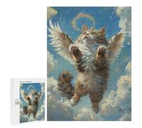 Jigsaw Puzzles 500 PCS Heavenly Angel Cat Art Print-1 Jigsaws for Adults Puzzle Pattern Assembly Educational Challenge Birthday And Unique Gifts 500 PCS