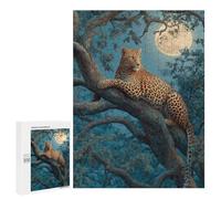 Jigsaw Puzzles 500 PCS Leopard Moonlit Tree Rest -1 Jigsaws for Adults Puzzle Pattern Assembly Educational Challenge Birthday And Unique Gifts 500 PCS