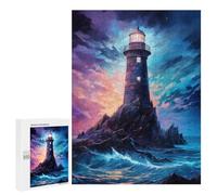 Jigsaw Puzzles 500 PCS Lighthouse at Night Teenagers Puzzles Relax Games Difficult Challenge Unique Birthday And Xmas Gifts 500 PCS