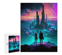 Jigsaw Puzzles 500 PCS Lovers Of Futuristic City Teenagers Puzzles Relax Games Difficult Challenge Unique Birthday And Xmas Gifts 500 PCS