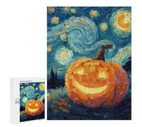 Jigsaw Puzzles 500 PCS Pumpkin with Starry Night Background Jigsaw for Teenagers Improve Memory Difficult And Challenge Brainteaser Family Games 500 PCS