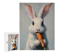 Jigsaw Puzzles 500 PCS Rabbit Eating Carrot Painting Jigsaws for Adults Puzzle But Fun And Humorous Every Piece Is Unique - Family Fun & Game Night 500 PCS