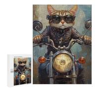 Jigsaw Puzzles 500 PCS Rider Cat Biker Style -2 Jigsaw for Teenagers Improve Memory Difficult And Challenge Brainteaser Family Games 500 PCS