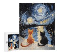 Jigsaw Puzzles 500 PCS Starry Night Cats -13 Jigsaws for Adults Puzzle But Fun And Humorous Every Piece Is Unique - Family Fun & Game Night 500 PCS