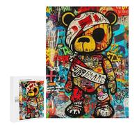 Jigsaw Puzzles 500 PCS Street Art Teddy Bear Graffiti Jigsaw for Teenagers Improve Memory Difficult And Challenge Brainteaser Family Games 500 PCS