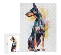 Jigsaw Puzzles 500 PCS Watercolor Doberman Puppy Teenagers Puzzles Relax Games Difficult Challenge Unique Birthday And Xmas Gifts 500 PCS