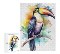 Jigsaw Puzzles 500 PCS Watercolor Toucan Painting Teenagers Puzzles Relax Games Difficult Challenge Unique Birthday And Xmas Gifts 500 PCS