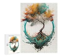 Jigsaw Puzzles 500 PCS Watercolors Tree Teenagers Puzzles Relax Games Difficult Challenge Unique Birthday And Xmas Gifts 500 PCS
