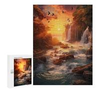 Jigsaw Puzzles 500 PCS Waterfall in Sunset Teenagers Puzzles Relax Games Difficult Challenge Unique Birthday And Xmas Gifts 500 PCS