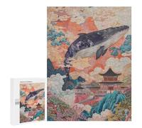 Jigsaw Puzzles 500 PCS Whale in Chinese Landscape Painting Jigsaw for Teenagers Improve Memory Difficult And Challenge Brainteaser Family Games 500 PCS