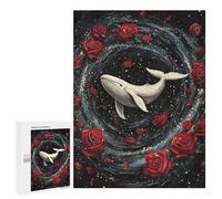 Jigsaw Puzzles 500 PCS Whale Roses Space Art Print Jigsaw for Teenagers Improve Memory Difficult And Challenge Brainteaser Family Games 500 PCS