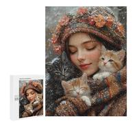 Jigsaw Puzzles 500 PCS Winter Cats Warmth Scene Jigsaws for Adults Puzzle Pattern Assembly Educational Challenge Birthday And Unique Gifts 500 PCS