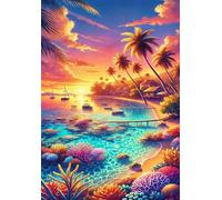 Jigsaw Puzzles 500 piece,Puzzles for Adults,Challenging Educational Family Activity Games Home Decoration Puzzle Tropical Island Scenery 20.5 x 15 inch