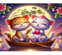 Jigsaw Puzzles 500 piece,Puzzles for Adults,Challenging Educational Family Activity Games Home Decoration Puzzle Cute Cats Boat 20.5 x 15 inch